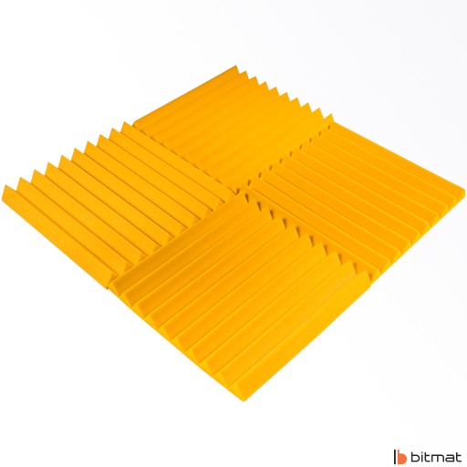 3D nástenné dekorácie PANEL REDUKCIA HLUKU žltá štvorcová hubka trojuholník