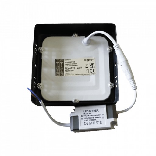 POVRCHOVÁ DOSKA LED 110x110 Štvorcová ČIERNA 6W 4000K 360lm ECO LIGHT