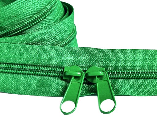 Špirálový zips 5 mm zips ZELENÝ 5 metrov + 10 zipsov