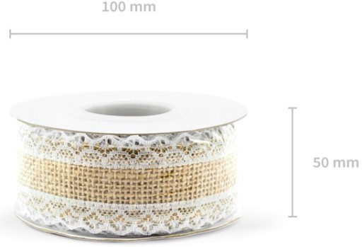STUHA JUTOVÁ STUHA S ČIPKOVOU DEKORACIOU SVADOBNÉ POSLANIE 40 MM/ 5 M