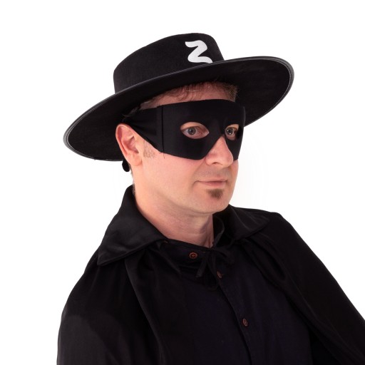 Čiapka Zorro, čierna s gumičkou a bielym písmenom Z