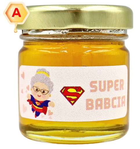 MEDOVÝ mini med DEN MATIEK v tégliku 40g s nálepkou SUPER BABKA