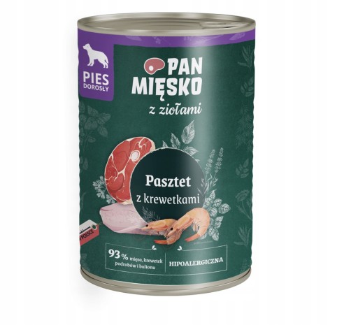 PAN MEAT Krevetová paštéta pre psov, konzerva, 400G