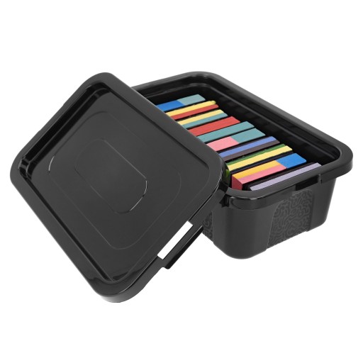 Organizér, plastový box, 4,5l, lesklý čierny, s vekom boxu