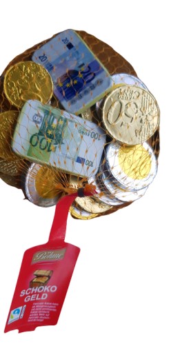 Čokoládové zlaté euromince a bankovky 150g DE