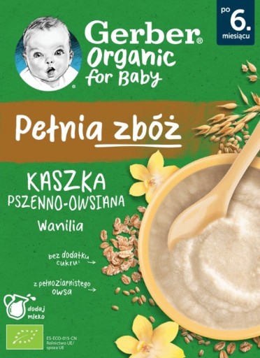 GERBER BIO Pšenično-ovsená kaša Vanilka 6m+ Pełnia Zbóz 200g