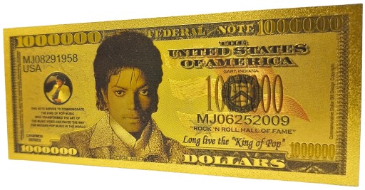 MICHAEL JACKSON Krásna kolekcia pozlátených bankoviek