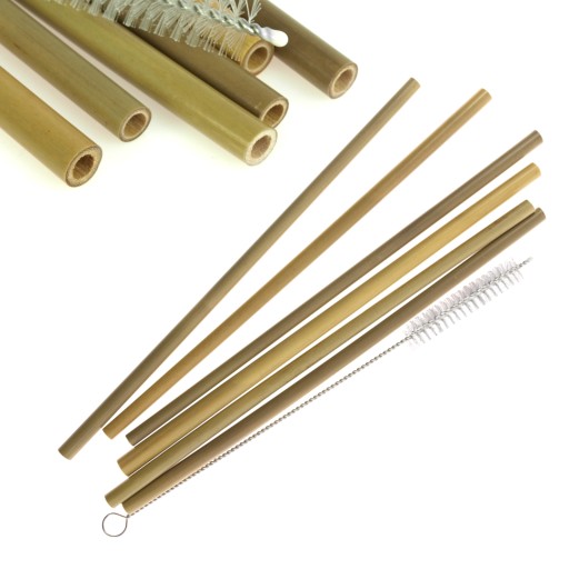 Bambusové slamky na opakované použitie 200x6-9 mm 6 ks.