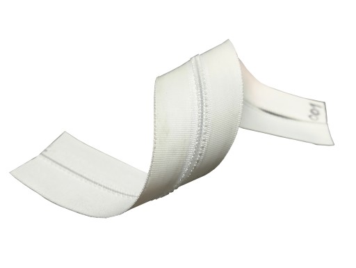 Páska na zips, biely zips, 3mm, s 2mb lepidlom