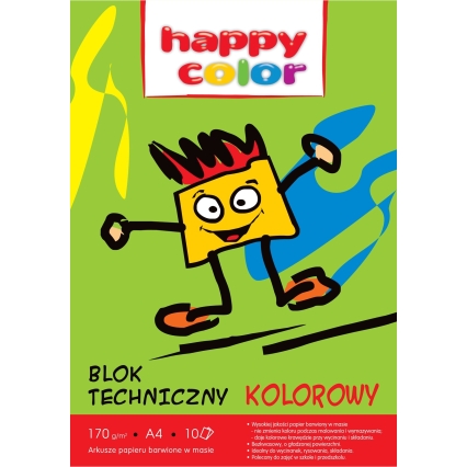 A4 TECHNICKÝ FAREBNÝ BLOK 170G 10 LISTOV HAPPY