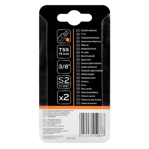 Bit TORX T55 x 75 mm, S2 x 2 ks.