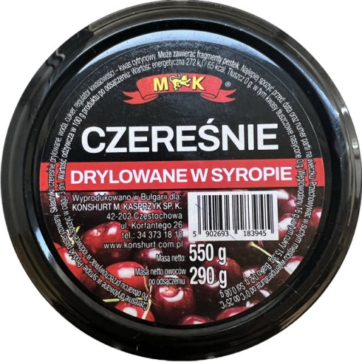 SKLADOVANÉ ČEŠNE V SIRUPE 550G MK