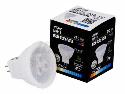 LED žiarovka MR11 GU4 3W 12V 35mm 2700K KERAM.