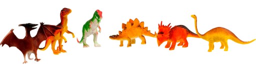 SADA DINOSAUROV 6 FIŠTÍK, RÔZNE GUMOVÉ VZORY