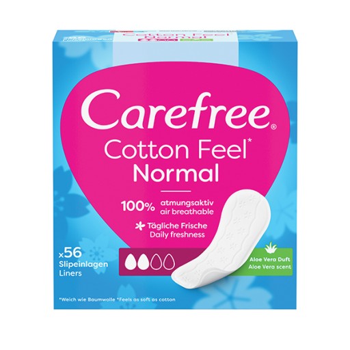 CAREFREE Cotton Feel Normal slipové vložky s vôňou aloe 56 ks