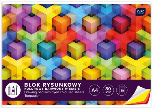 A4 farebný blok na kreslenie, 10 listov, interprint