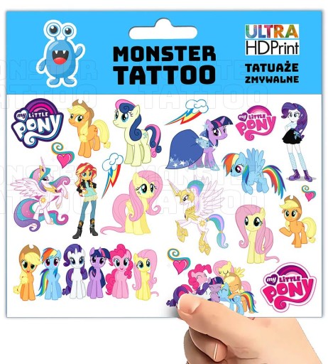 UMÝVAJÚCE DOČASNÉ TETOVANIE PRE DETI MY LITTLE PONY ORIGINÁLNE DIZAJNY