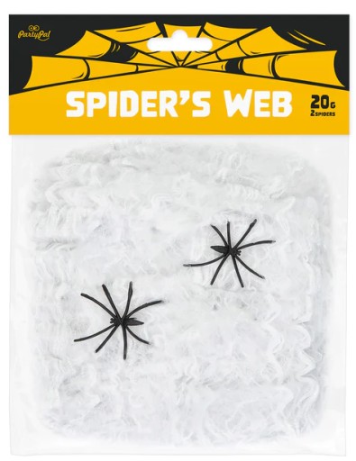PAVUČNÁ SIEŤ S PAVÚKMI 20 GRAMOV, BIELY HALLOWEEN