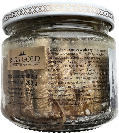 ŠPROTY ÚDENÉ VO VODE A OLEJI 260 G RIGAGOLD
