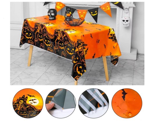 Obrus 137x180cm na Halloween Vodotesná dekorácia na stôl s motívom tekvice