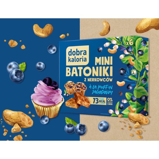 Mini čučoriedkové muffinové tyčinky Dobra Kalorické oriešky 0% cukru do školy 6 ks