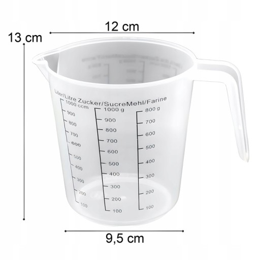 KUCHYŇSKÝ ODMERNÝ hrnček S ODBORNÝM džbánom ODMERA 1L