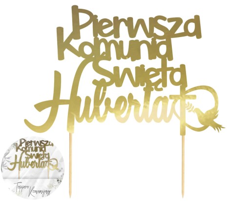 HOLY COMUNION TOPPER NA TORTY Akýkoľvek nápis Glamour Gold