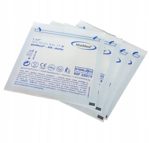 STERILNÝ KOMPRES Z BAVLNY MERKY 10cmx10cm 8 vrstiev 17 nití 1PC MaiMed