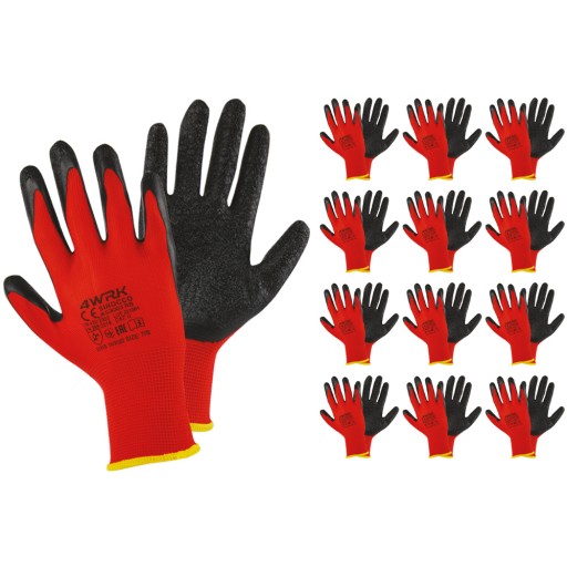 PRACOVNÉ RUKAVICE OCHRANNÉ latexové RUKAVICE SILNÝ LATEX 12 PÁROV XL-10