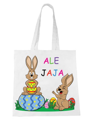 BIELA VEĽKONOČNÁ TAŠKA NA PLECI ZAJAC