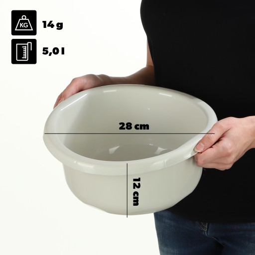 PLASTOVÁ MISKA NA PRÁDLO 5L MALÁ okrúhla MISKA, TUHÝ KRÉM