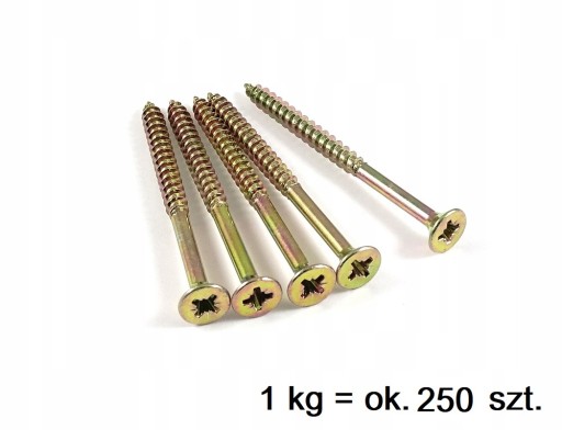 Skrutky do dreva kalené 4,5x60 mm 1kg POZINKOVANÉ, zlatožlté