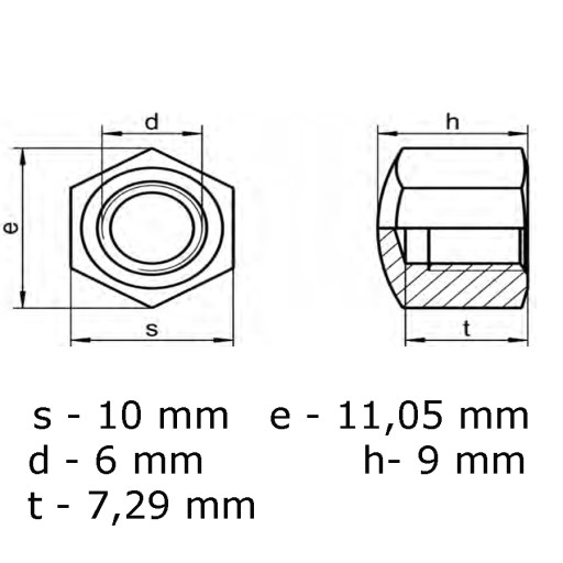 INOX A2 prevlečná matica DIN 917 M6 - 20 kusov