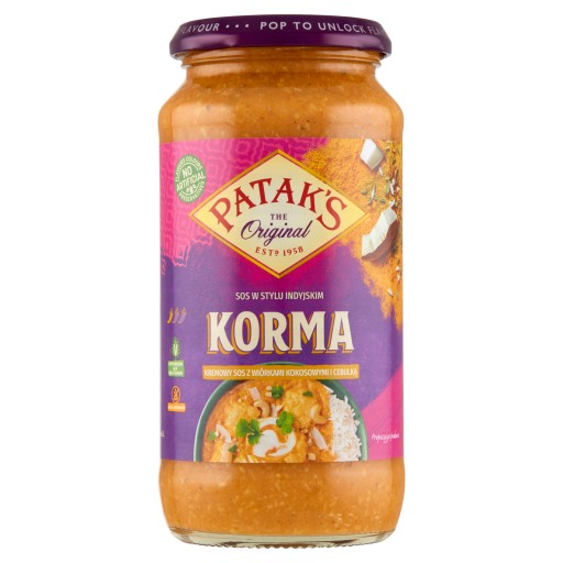 PATAKS Indická smotanová omáčka Korma 450g