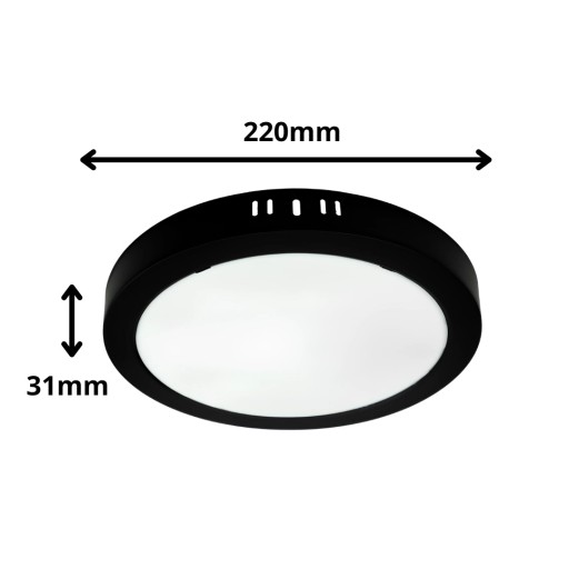 Prisadené stropné svietidlo Plafon LED okrúhle čierne 18W 22cm 4000K
