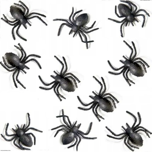 ČIERNE PLASTOVÉ PAVÚKY 3 CM X 3 CM HALLOWEENSKÉ NARODENINOVÉ DEKORÁCIE 10 KS