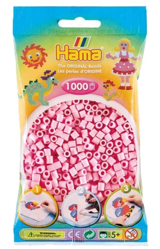 Korálky SVETLORUŽOVÉ PASTELOVÉ 1000 ks HAMA 95