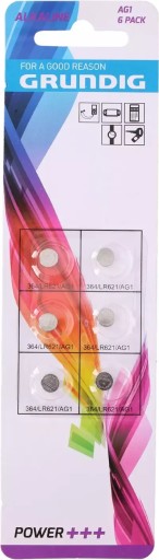Ploché okrúhle alkalické batérie AG1 LR621 sada GRUNDIG x6