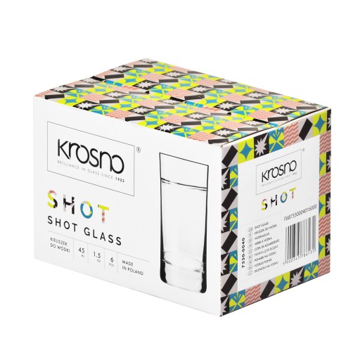 Poháre na vodku KROSNO, 6 ks, 45 ml (40 ml), rovné
