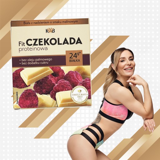 FIT Proteínová čokoláda 80g KWB Biela Malina