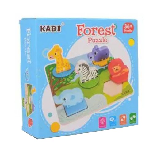 Náučné drevené puzzle safari bloky 0057