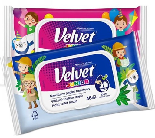 VELVET JUNIOR toaletný papier vlhčený 48 ks