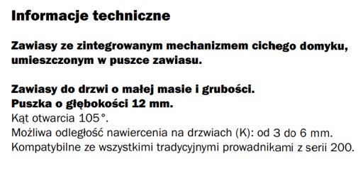 Dvojitý pánt Salice s eurovodidlom