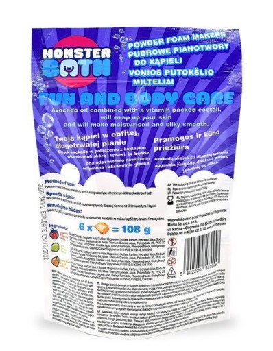 Peny do kúpeľa, 6 kusov, pena do kúpeľa pre deti MONSTER BATH