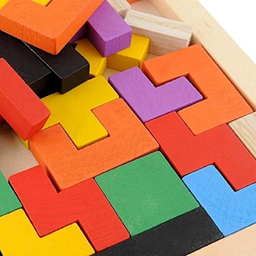 MONTESSORI DREVENÉ TETRIS BLOCKS MONTESORI TANGRAM PUZZZZ