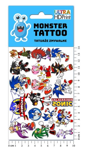 UMÝVAJÚCE DOČASNÉ TETOVANIE PRE DETI DETSKÉ SONIC ORIGINÁLNE DIZAJNY