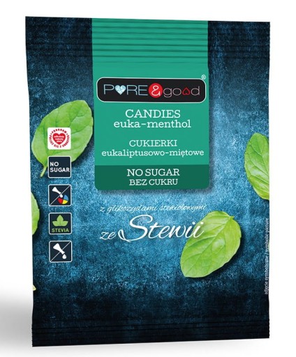 Cukríky eukalyptus/mäta bez cukru 50g Pure