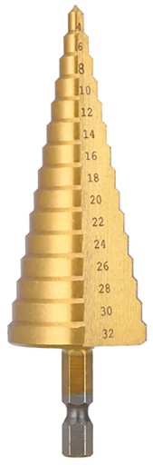 Stupňovitá kužeľová vŕtačka do kovových drevených plastových dosiek 4-32 mm