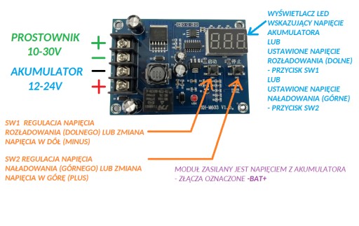 MODUL REGULÁTORA NABÍJANIA BATÉRIE OVLÁDAČ XH-M603