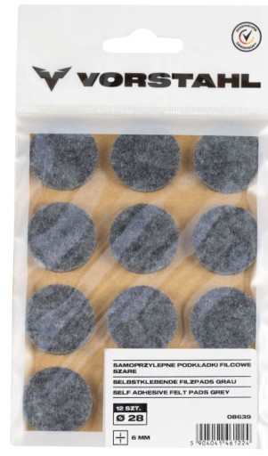 Samolepiace plstené podložky šedé FI28mm, balenie 12ks - VORSTAHL